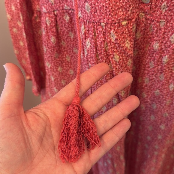 Scandal Italy Ordell Boho Tiered Pink Gold Long Sleeve Dress-Sz L - Picture 5 of 8